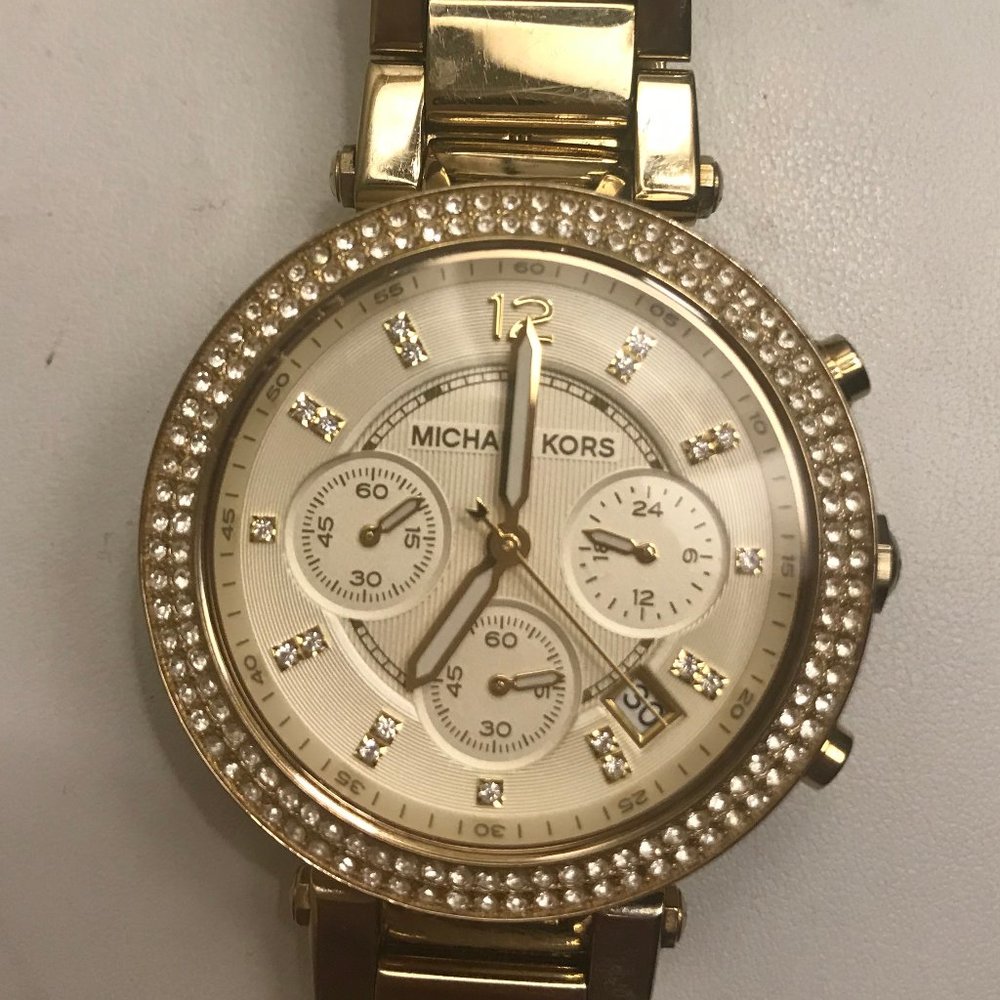 Gold Michael Kors Watch with Diamond Face